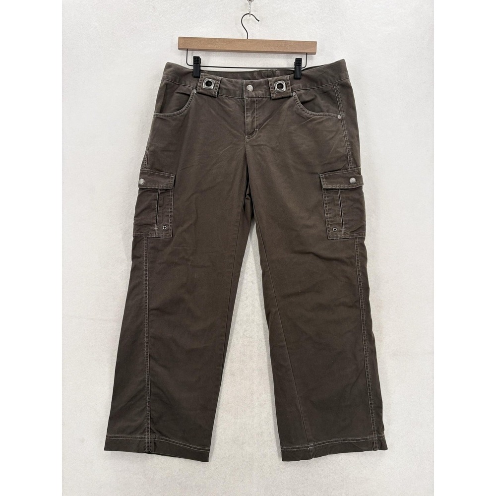 Athleta Dipper Cargo Pants 14P Brown Low Rise Utility Pockets Casual Travel Camp